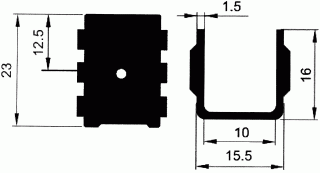 Aluminium Profil Heat Sink L23xW15.5xH16mm