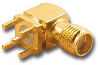 SMA Female (Jack) Right Angle PCB, 50 Ohm concave base, brass pin