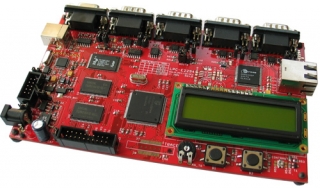 Development prototype board with USB, 4x CAN, RS232, ETHERNET