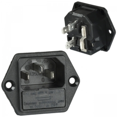 Power Entry Module 10A/250VAC; IEC C14; Panel Mount; Quick connect terminals 4.8 x 0.8 mm; Fuse Holder 5x20mm Included