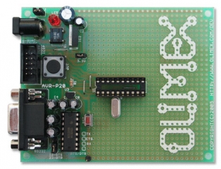 AVR microcontroller prototype board for 20 pin devices with STKxxx compatible 10 pin ICSP connector