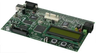 Development board for LPC2214 ARM7TDMI-S microcontroller with 1MB externalFLASH, 1MB external SRAM USB, RS232 and ETHERNET