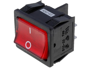DPST ON-OFF 6A/250Vac Red NEON