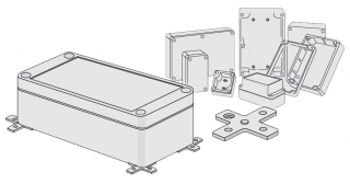 Type 1000 wall fixtures; MF0041 - external wall mounting feet, 4 pcs per supply pack incl. wall plugs and fixing screws