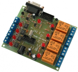 Development board with ATMEGA16 4 relays outputs 4 optoisolated inputs 