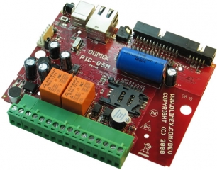 Development board with GSM module and PIC18F67J50 microcontroller 