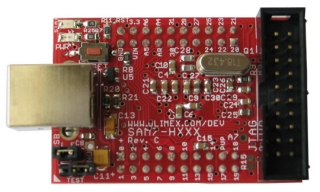 Header development board for AT91SAM7S256 ARM7TDMI-S microcontroller 