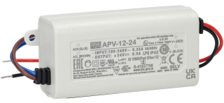 CV LED Driver, IP42, In:90?264VAC, Out:24VDC/0.55A, 12W, 77x40x29mm