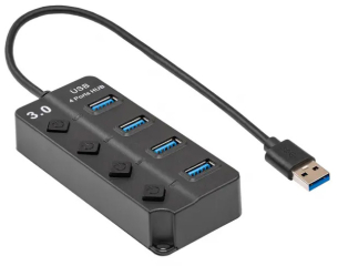 Hub USB Akyga AK-AD-33 active USB A (m) / 4x USB A (f) switches ver. 3.0 15cm