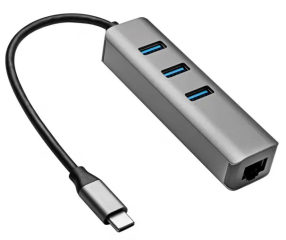 Hub USB type C to 3x USB 3.0 Akyga AK-AD-66 network card 10/100/1000 15cm