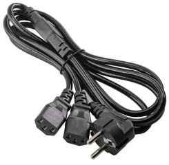 Extension "Y" Power Cable Akyga AK-PC-04A CCA 3x0.5mm? CEE 7/7 / 2x IEC C13 1.8 m