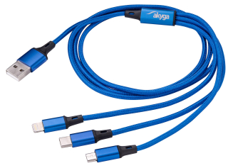 Cable USB Akyga AK-USB-27 USB A (m) / micro aUSB B (m) / USB type C (m) / Lightning (m) 1.2m