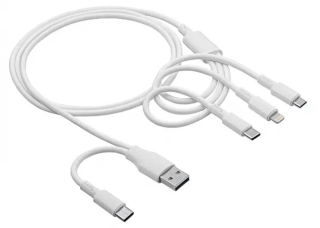 Cable USB Akyga AK-USB-52 USB A + USB type C / micro USB B (m) + USB type C (m) + Lightning (m) 1.2m