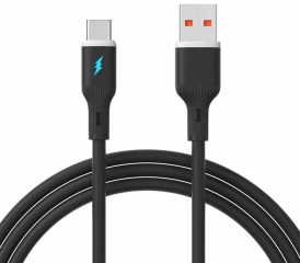 Cable USB Akyga AK-USB-62 USB A (m) / USB type C (m) ver. 2.0 18W 1m Black Silicone