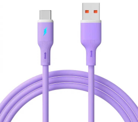 Cable USB Akyga AK-USB-65 USB A (m) / USB type C (m) ver. 2.0 18W 1m Purple Silicone