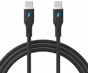 Cable USB Akyga AK-USB-67 USB type C (m) / USB type C (m) ver. 2.0 60W 1m Black Silicone