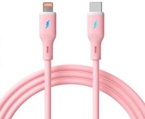 Cable USB Akyga AK-USB-71 USB type C (m) / Lightning (m) ver. 2.0 30W 1m Pink Silicone