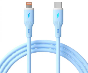 Cable USB Akyga AK-USB-72 USB type C (m) / Lightning (m) ver. 2.0 30W 1m Blue Silicone