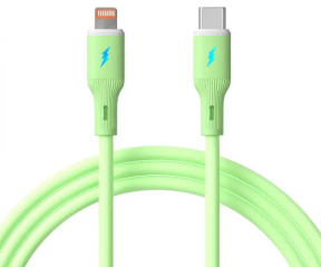 Cable USB Akyga AK-USB-73 USB type C (m) / Lightning (m) ver. 2.0 30W 1m Green Silicone