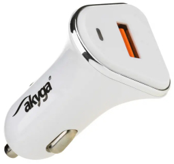 Car charger 12/24V Akyga AK-CH-07 18W USB-A Quick Charge 3.0 5-12V / 1.5-3A  white