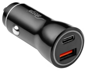 Car charger 12/24V Akyga AK-CH-16 36W USB-A + USB-C PD Quick Charge 3.0 5-12V / 1.5-3A black