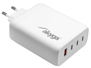Wall charger Akyga AK-CH-24 140W 3x USB-C + USB-A PD GaN 5-28V / 1.5-5A  white