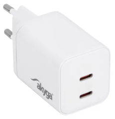 Wall charger Akyga AK-CH-29 45W 2x USB-C PD GaN 5-20V / 2.25-3A white