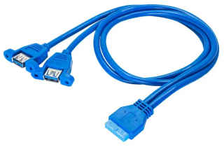 Adapter with cable Akyga AK-CA-62 2x USB A 3.0 A (f) / USB 19 pin (f) 65cm