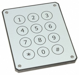 Piezoelectric Keypad; 12 Keys; Front Mounting; Very long life; -40°C to +85°C; Panel sealed to IP68; Custom markings on request