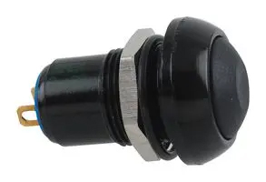 Pushbutton Switch for Harsh Environments; 1 NO; OFF-ON; Latching; Front sealed to IP67; Panel Mount, Bushing 12mm; Black