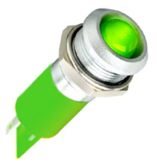 LED Panel Mount Indicator; Hyper Bright Green; 220V AC; -40°C to +85°C; IP67