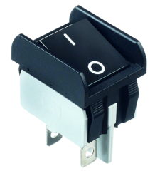 Power Rocker Switch; Double Pole; ON-OFF; 10A250VAC UL61058; Screw+Clamp Terminals; Copper, Silver plated Contact; Concave Rocker; Non-illuminated