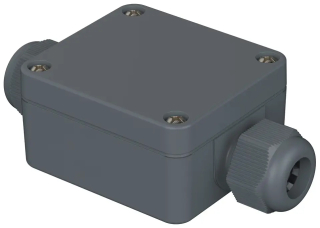 Polymas Enclosure; Two moulded-on PG 11; Polyamide; Silver Grey similar to RAL 7001