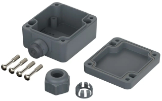 Polymas Enclosure; One moulded-on PG 11; Polyamide; Silver Grey similar to RAL 7001