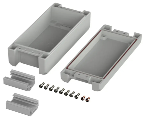 BA 180806 F Sil Bocube Alu enclosure 7035, 199x86x60mm, Recessed keypad area, Silicon seal, Light grey similar to RAL 7035