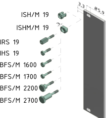 BFS/M 1600 fixing kit; Collar screws, SHR Z M 2.5x12.3x6.5-SP, nickel-plated steel, for front panels