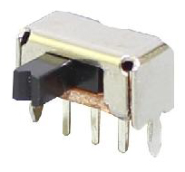 Horizontal slide switch 1P2T, 5mm height VG type black slide handle