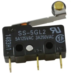 Switch Snap Action N.O./N.C. SPDT Hinge Roller Lever 5A 250VAC 0.16N Screw Mount Quick Connect