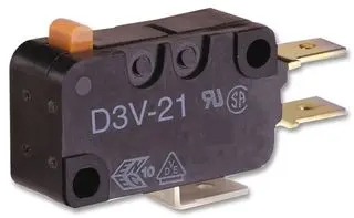 Short Hinge Lever Micro Switch, Tab Terminal, 16 A @ 250 V ac, SPDT, IP40