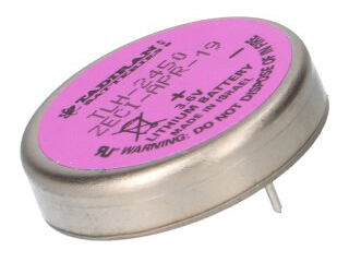 Primary Lithium-Thionyl Chloride Battery, Size 1/10C(D24mm, H6mm), 3.6V, 550mAh, Axial Leaded