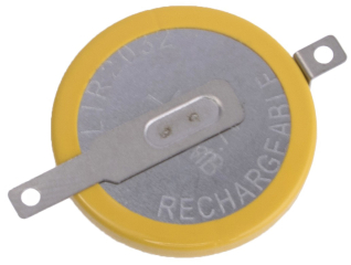 Li-Ion Rechargeable Coin Battery (Button Cell); 3.7V/45mAh; ?20x3.2mm; SMD