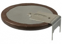 Vanadium Pentoxide Lithium Rechargeable Coin Cell; 3.0V/100mAh; 30x3.9mm; PCB Mount, 3-pin, Horizontal