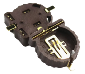 Battery Holder for CR1220, brown, Housing: PPS UL94V-0, Contacts: Phosphor bronze, Gold plated, SMD