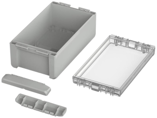 Box Bocube; 226 x 125 x 92 mm; IP66/68; IK 07; Lightg Grey similar to RAL 7035; Cristal Clear Lid