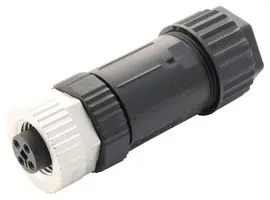 Sensor Connector, 4 Pole, M12, Receptacle, M12, Female, 4 Positions, Screw Socket