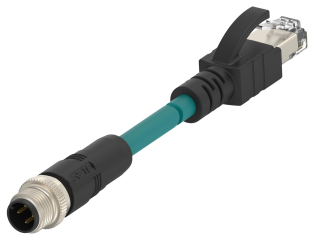 Sensor Cable, D-Code, M12 Plug, RJ45 Plug, 4 Positions, 5 m, 16.4 ft