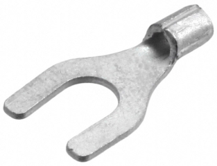 Spade Tongue Terminal, 22 AWG, #10 Stud, 5 mm [.197 in] Stud Diameter, Closed Barrel, Straight, Tin Plating, Uninsulated