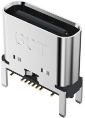 USB Connectors USB-C Rec 3u" Vert 16P SMT 2.3mm TH stakes H7.46mm T+R+Cap