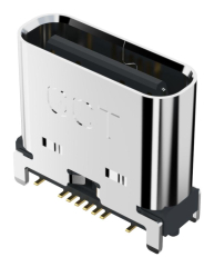 USB-C 2.0 Receptacle, 24-POS (16+8 Dummy), SMD, TH stakes