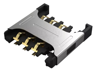6-Pos Micro SIM Card Connector Surface Mount, Right Angle Gold